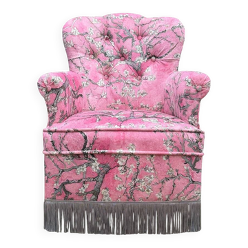 Fauteuil crapaud vintage rose