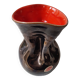 Ceramic vase Pearly black / red Free form - 60s design signed L Bro
