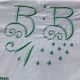 Drap 2 places brodé BB, pastilles, double jour échelle couleur vert clair