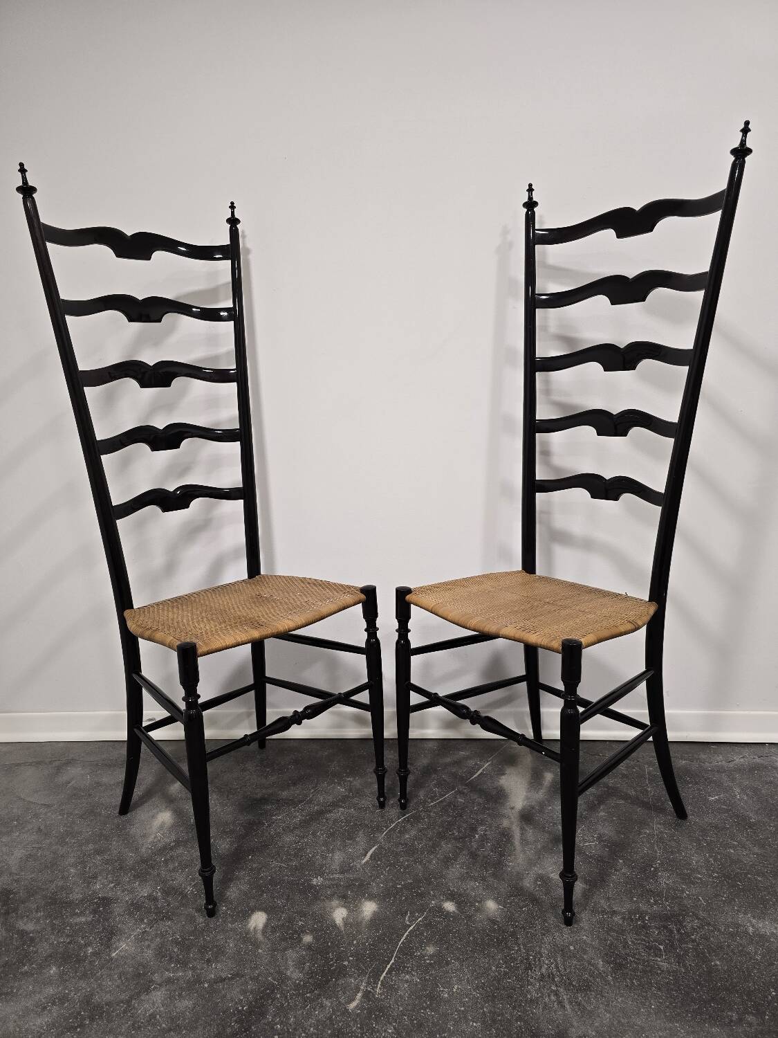 Chaises échelle Paolo Buffa pour Chiavari, Italie années 1950