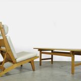 Rare set of 4 deckchairs AP71 including footstool by Hans Wegner for AP Stolen, Denmark 1968