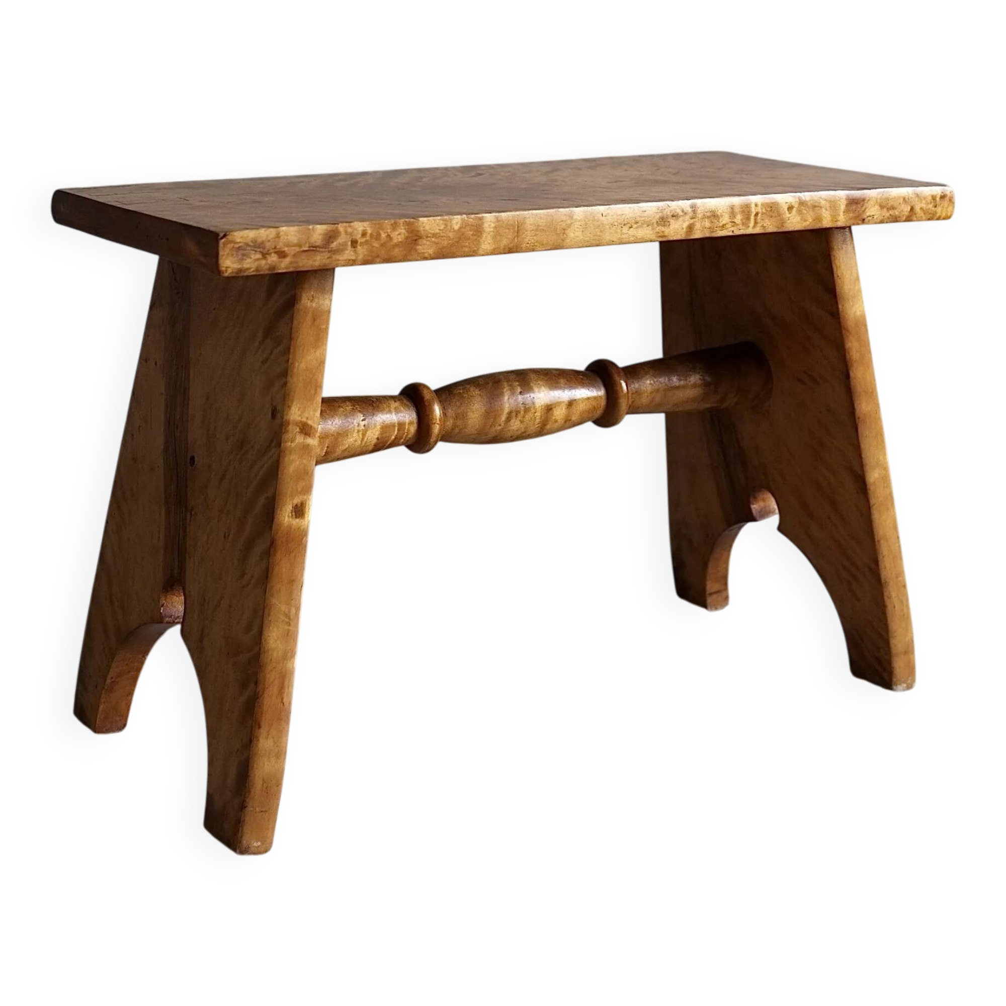 Rustic solid Karelian birch stool | Latvia | 1950s