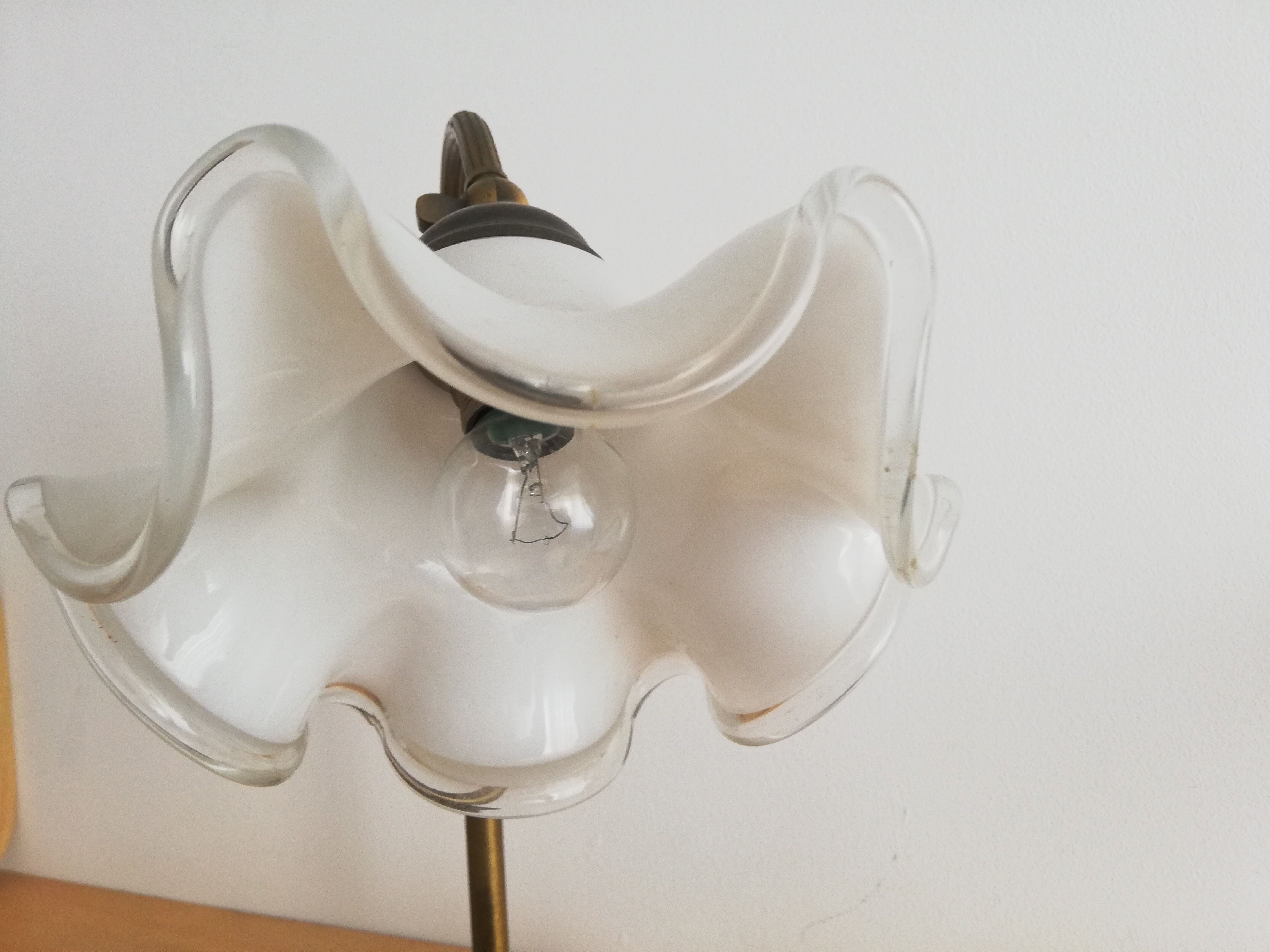 1960s brass and glass table lamp vintage