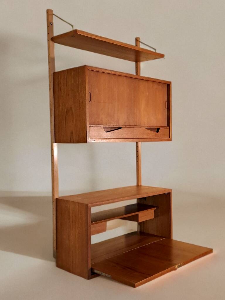Teak wall secretary RIVAL, Vintage Scandinavian 1960s