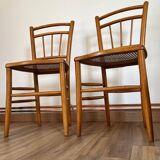 Paire de chaises cannées
