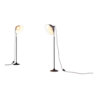 Paire de lampes de studio industriel en acier noirci 1950