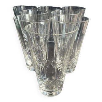 8 large cut crystal glasses