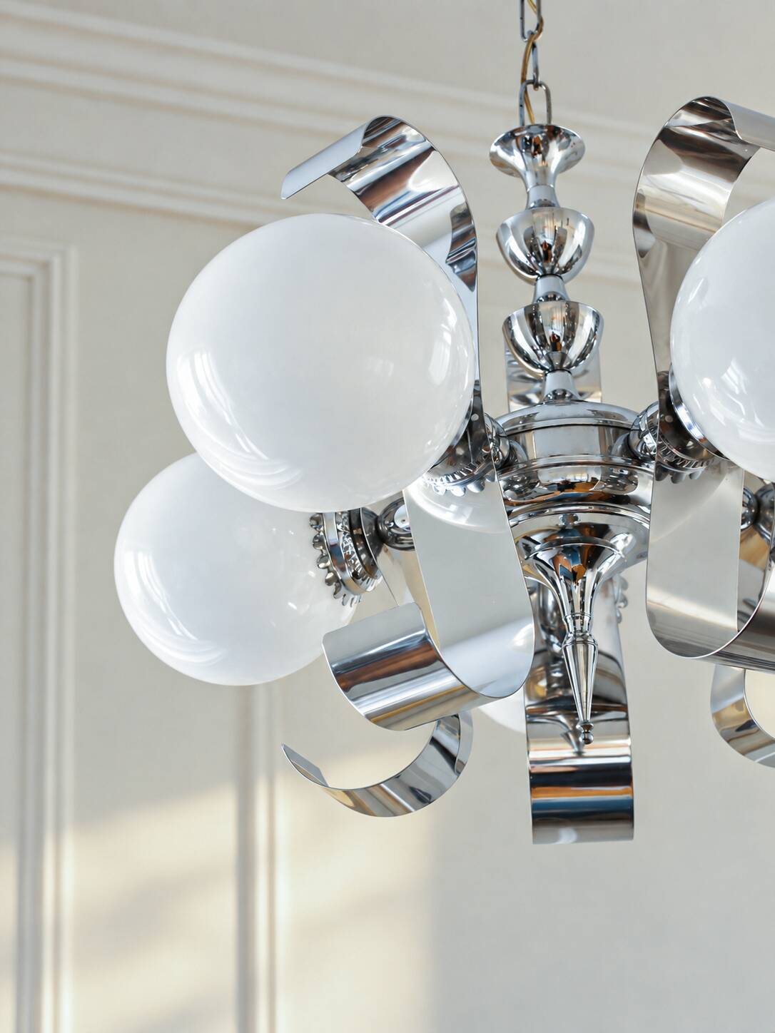 Vintage Space Age chrome chandelier, 1970s