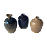 3 vases en  céramique grès signé