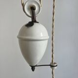 Art Deco Opaline Glass Pendant Light Mint Green Up and Down