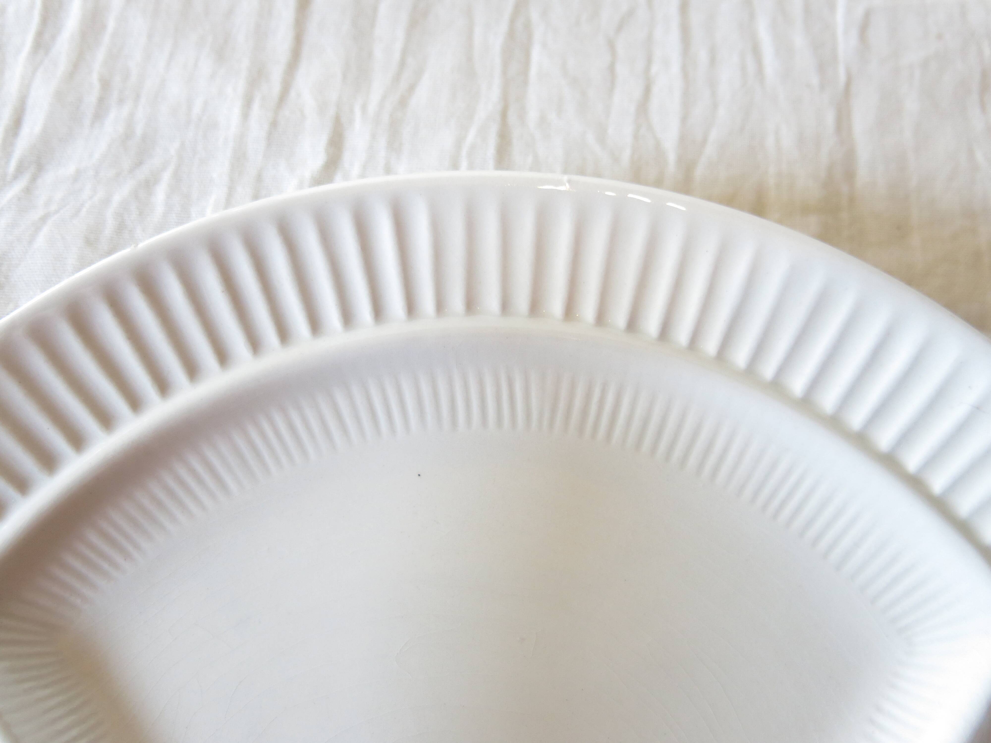 6 white Sarreguemines compartment plates