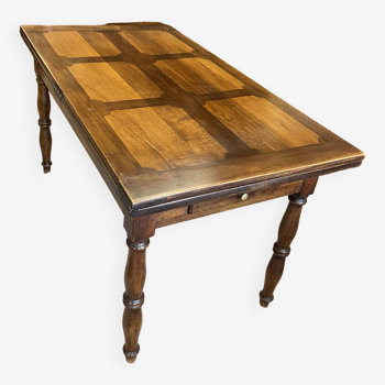 Table porte feuille en noyer, pieds Jacob