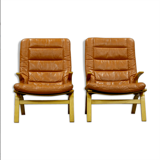 Pair of armchairs leather 1970