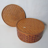 Vintage bamboo rattan round box