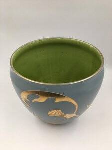 Large Art Deco Turquoise Cache Pot, 1890s