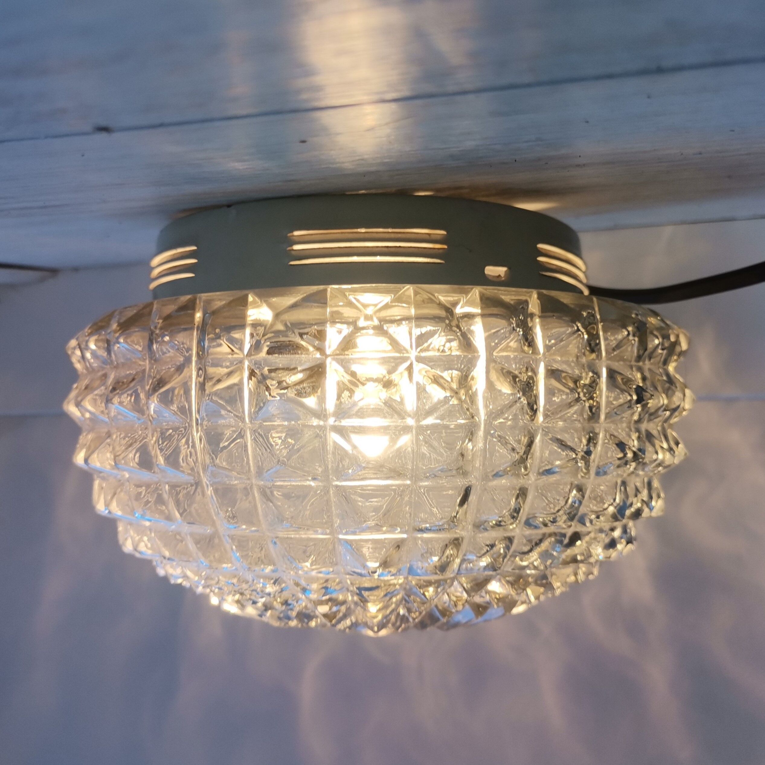 Scandinavian style round clear glass flush mount ceiling or wall lamp