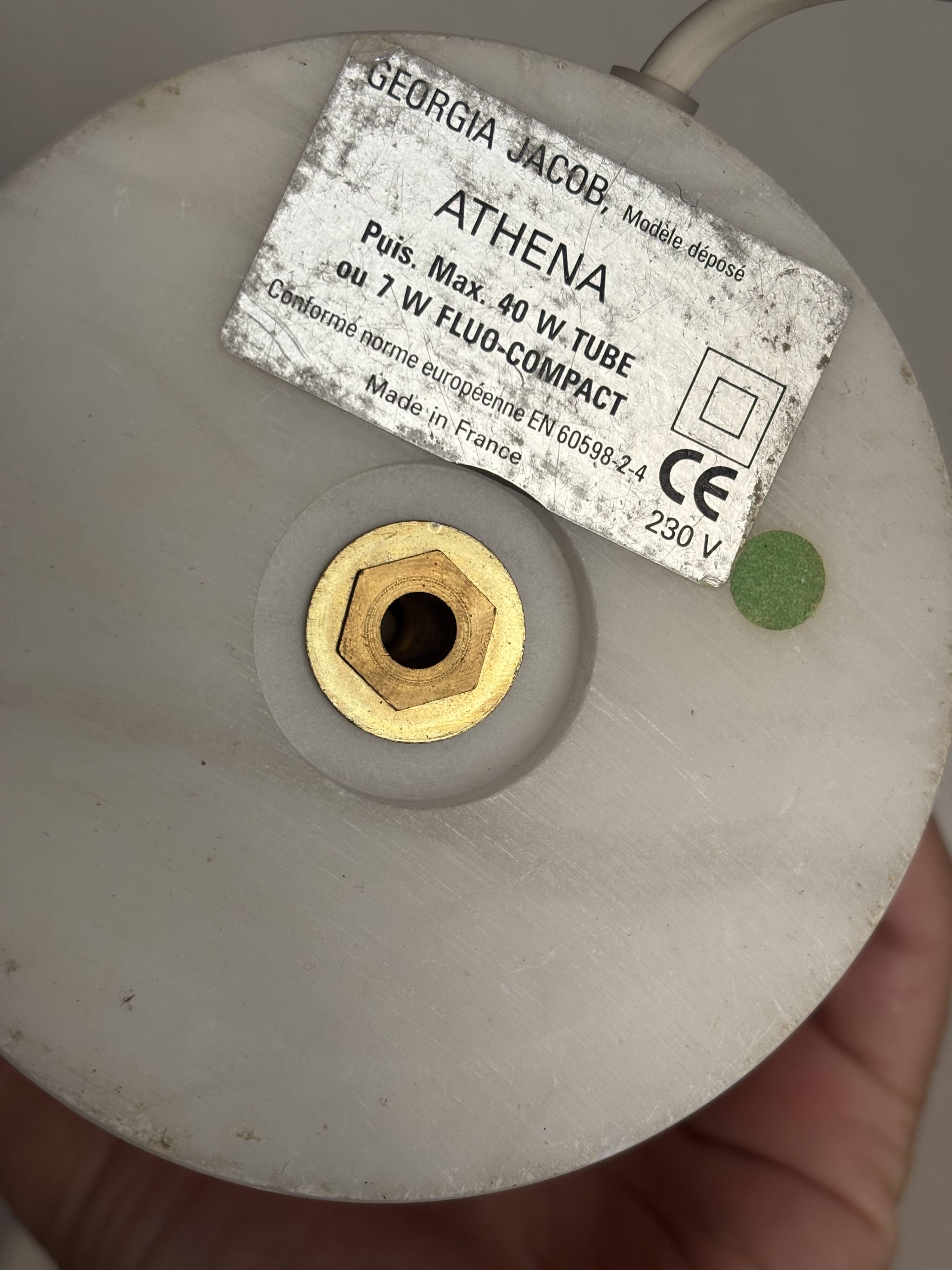 Vintage 1970 Athéna lamp by Georgia Jacob, draped in salmon - 50 cm