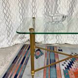 Vintage gold coffee table. Glass top.