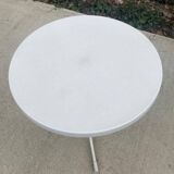 Table de bistrot ronde bois et acier blanc pied central  tulipe 60cm