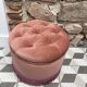 Round pouf pink velvet
