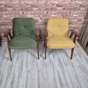 Restored mid-century armchair type 366 by j. chierowski - yellow 1960s
