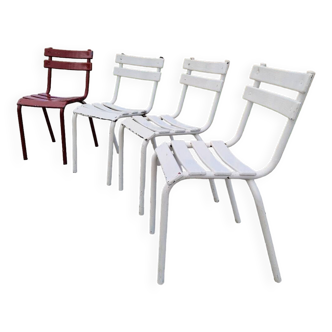 Lot de 4 chaises bistrot en métal année 60