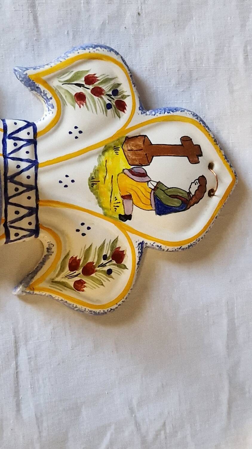 Quimper faience holy water font