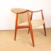 2 Scandinavian armchairs in teak and fabric, new, Gerhard Berg/Westnofa 1960.