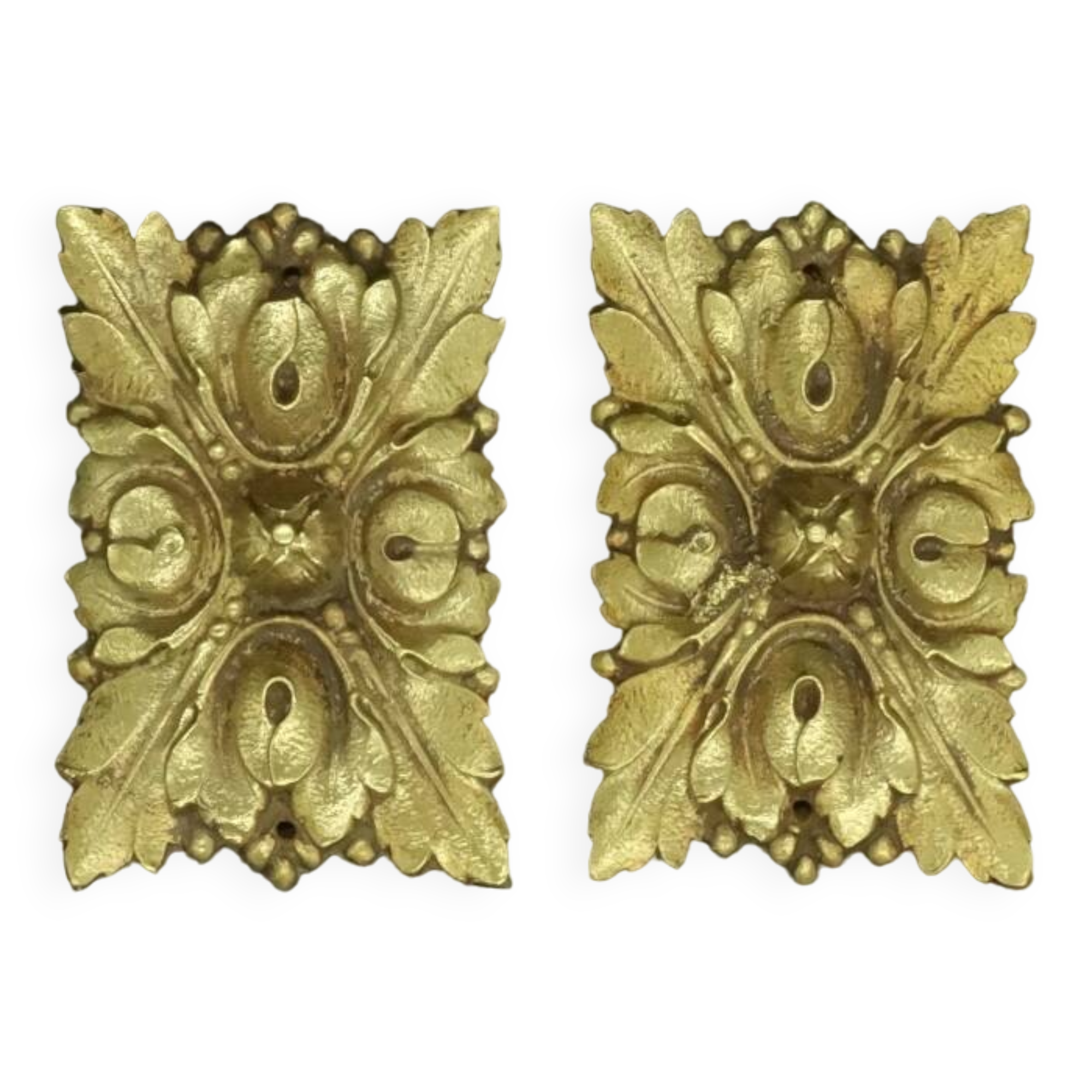 Pair of Louis XVI style ornaments from the 19th century - gilded bronze