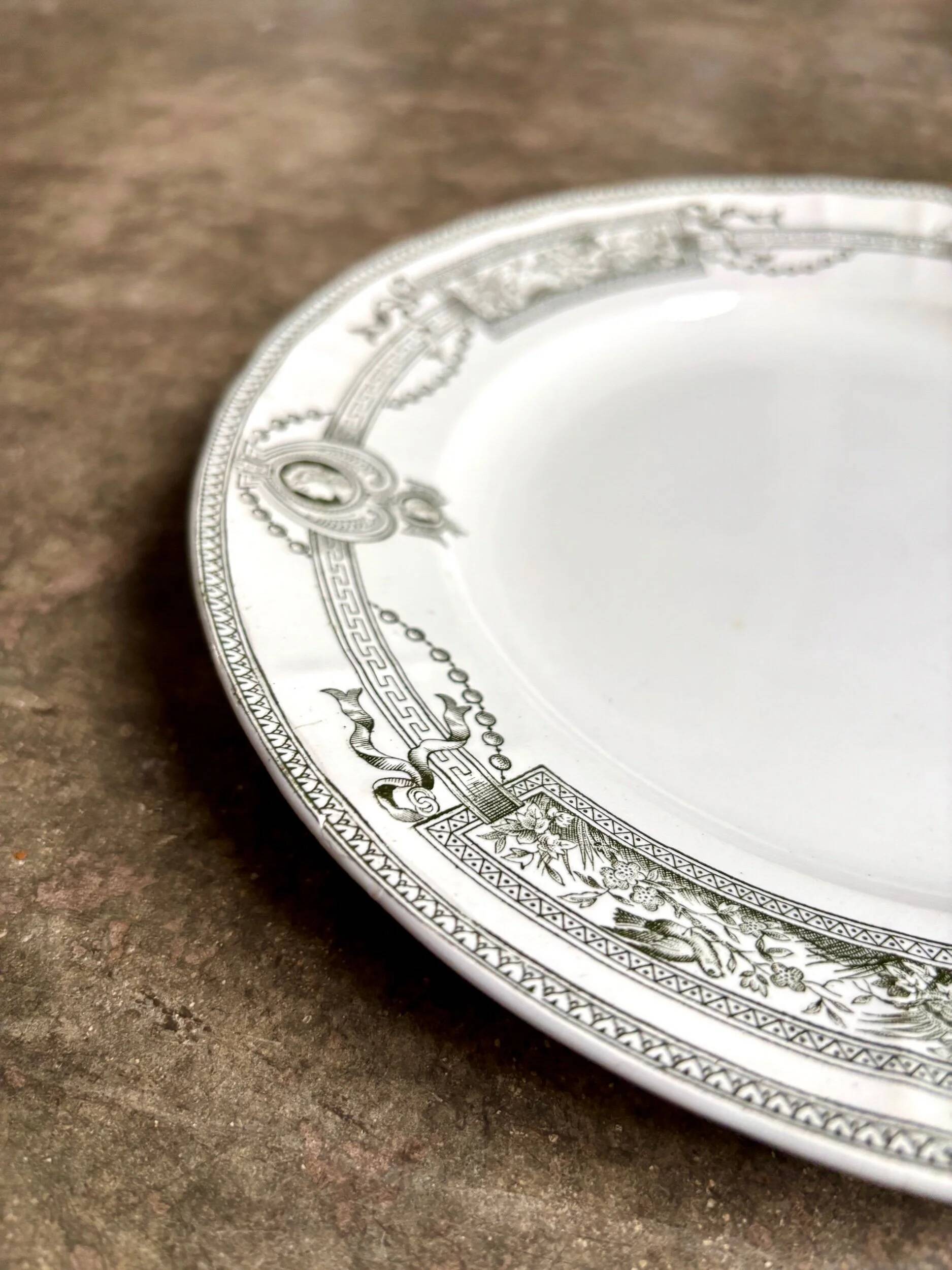 Flat plate in iron earthenware St Amand and Hamage, "Medallion" service