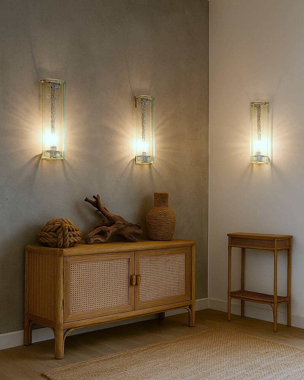 Set of 3 Murano wall sconces by Carlo Nason for Mazzega, 1970s