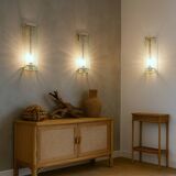 Set of 3 Murano wall sconces by Carlo Nason for Mazzega, 1970s