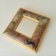 Vintage wooden mirror with floral pattern from the 80s 20*20 cm