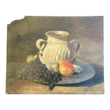 Painting Still life: autumn fruits: pears grapes figs