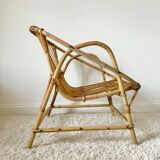 Vintage rattan shell armchair