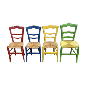 4 chaises paillées vintage