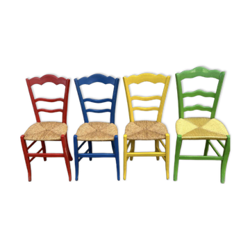 4 chaises paillées vintage