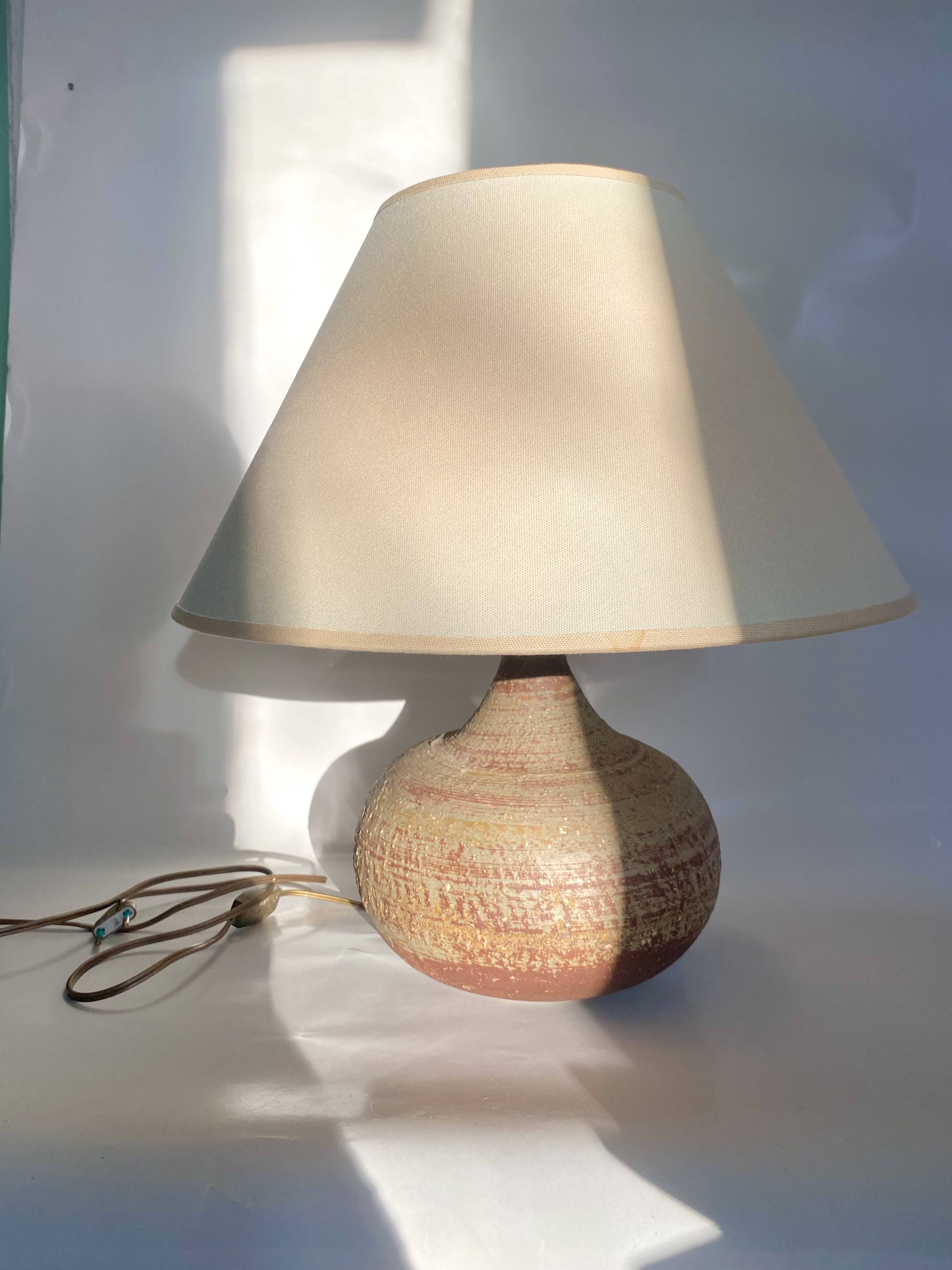 J. Pouchain lamp, fabric shade 1960