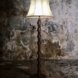 Wood-turned coil lamp, France, mid-20th century.