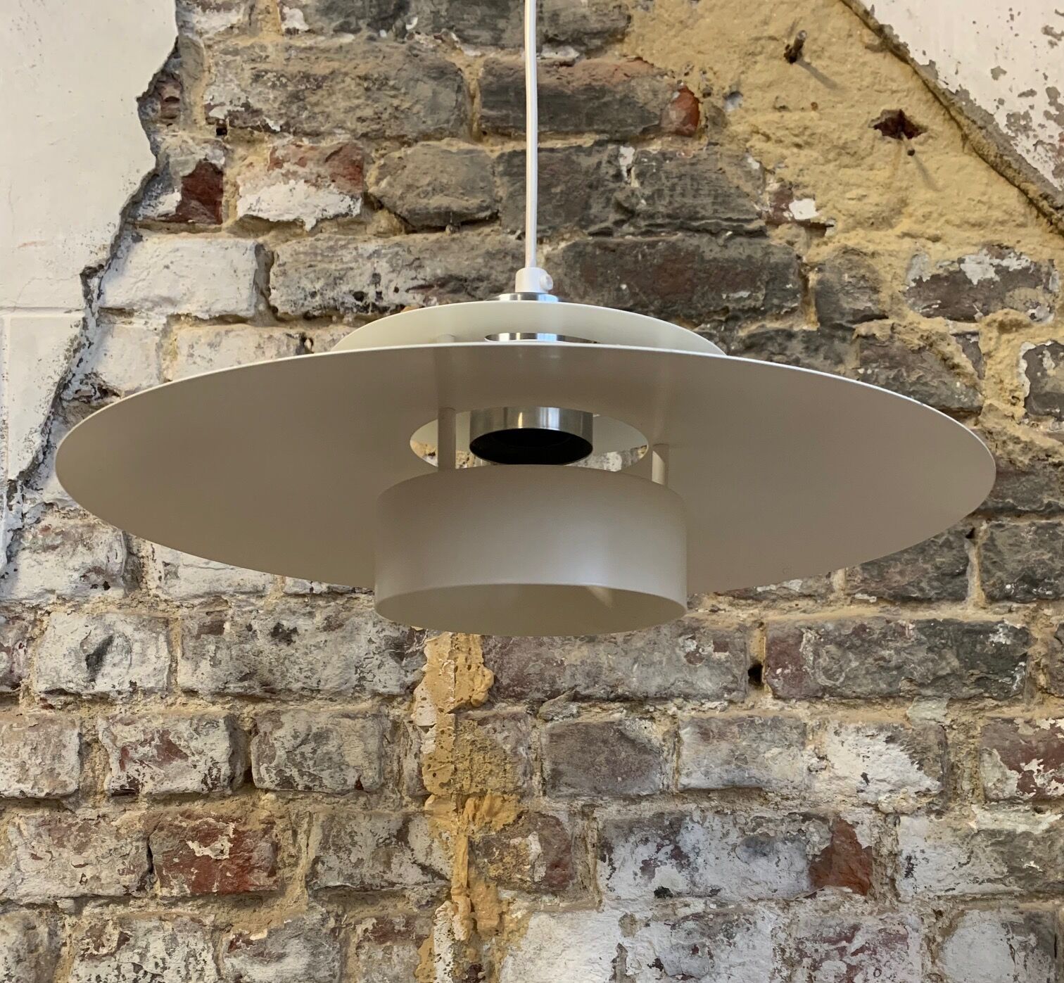 Beige/white pendant lamp by the Danish company Lyskaer, 1970-80, model 411