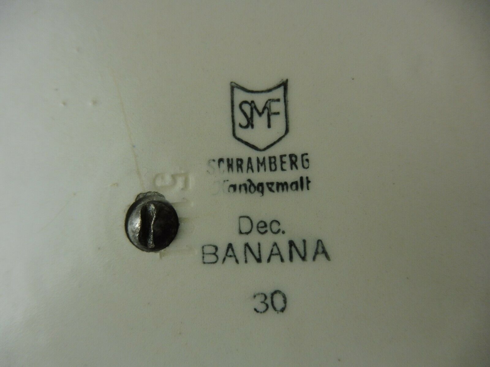 Old cheese dish, Banana décor, ceramic by Schramberg SMF