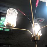 Lustre vintage en laiton et cristal
