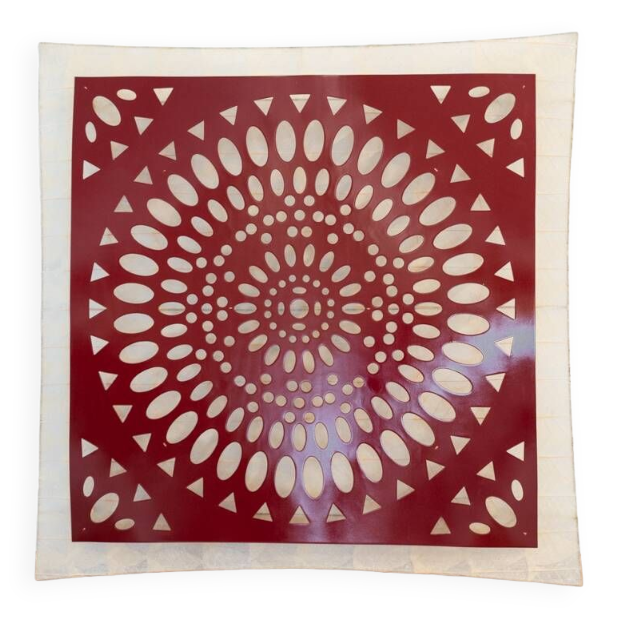 Square wall lamp in red wood and rice paper, prod. Steelline 1980