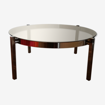 Table ronde basse en verre fumé - Ø75