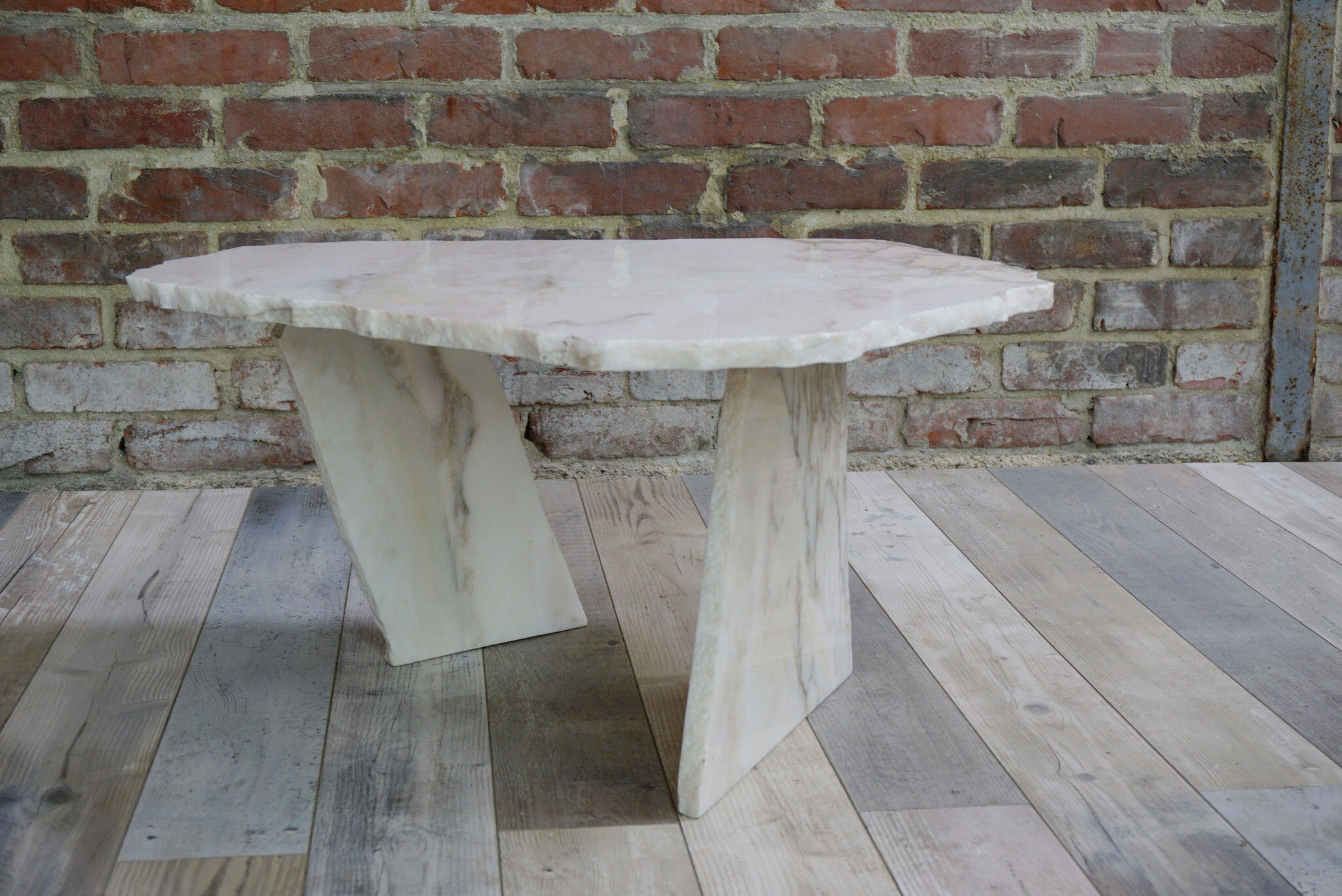 Brutalist design marble coffee table