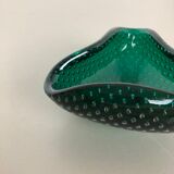Murano glass bullicante "green" bowl element shell ashtray murano, italy, 1970s