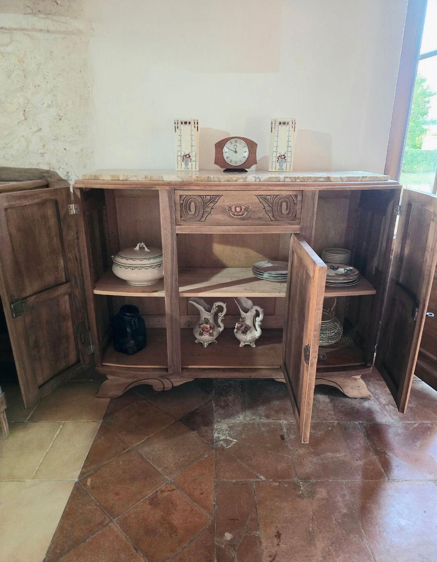 Grand buffet art déco restauré bois brut