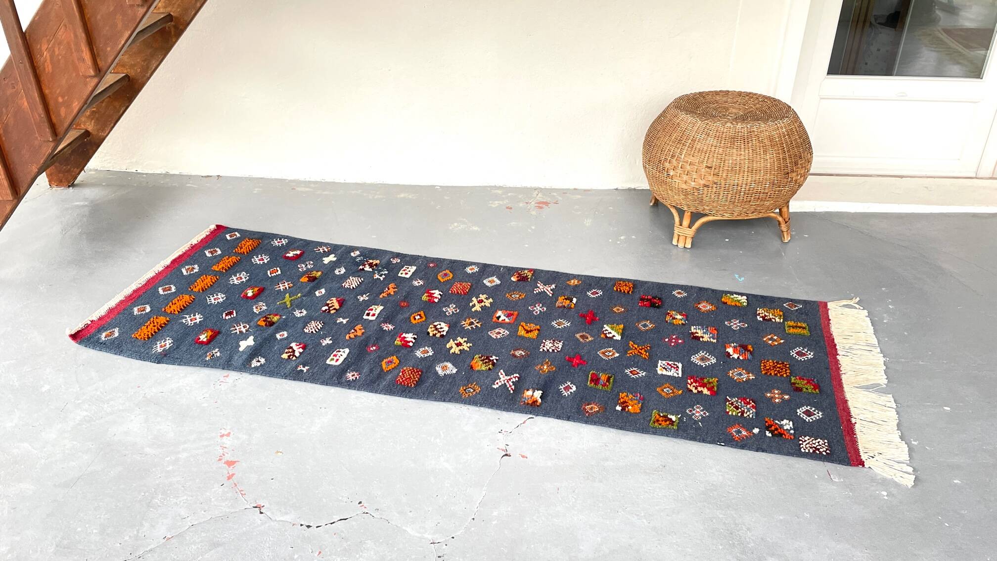 Berber Kilim Hallway Rug VINTAGE Velvet Patterns