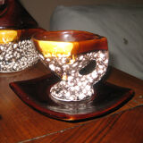 Service coffee a Vintage modernist Fat lava Brown