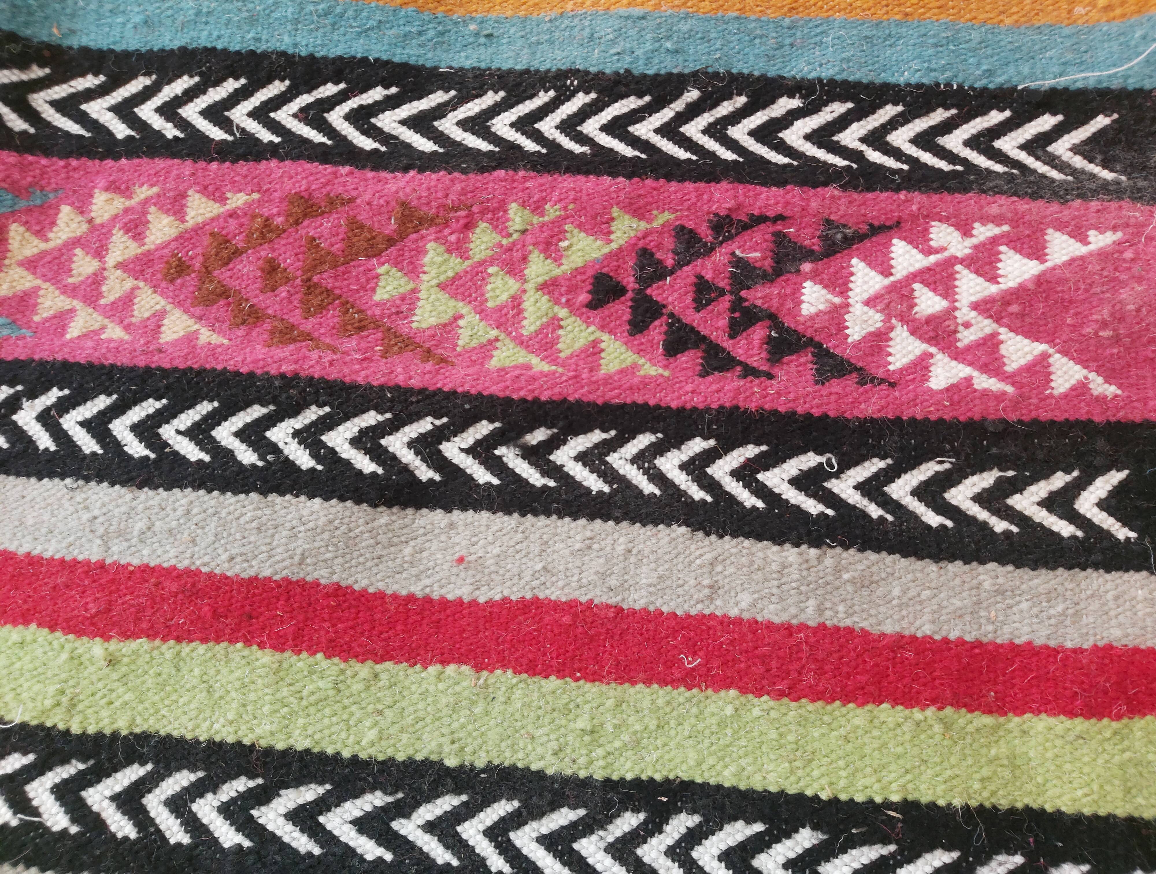 Multicolored Berber kilim carpet handmade in pure wool 100 x 150cm